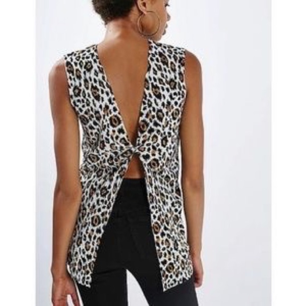 Topshop Leopard Print Twist Back Top